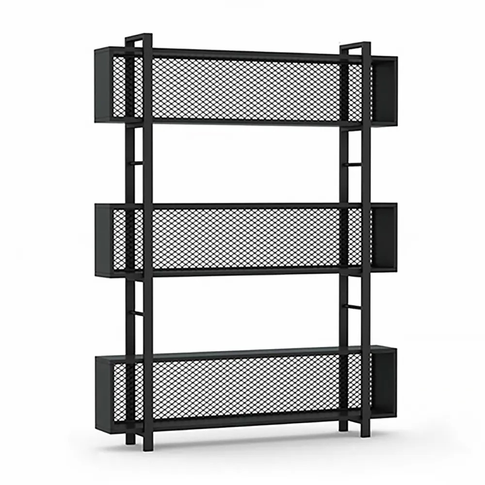 Contemporary Mesh 5-Tiered Etagere Bookshelf in Black window image