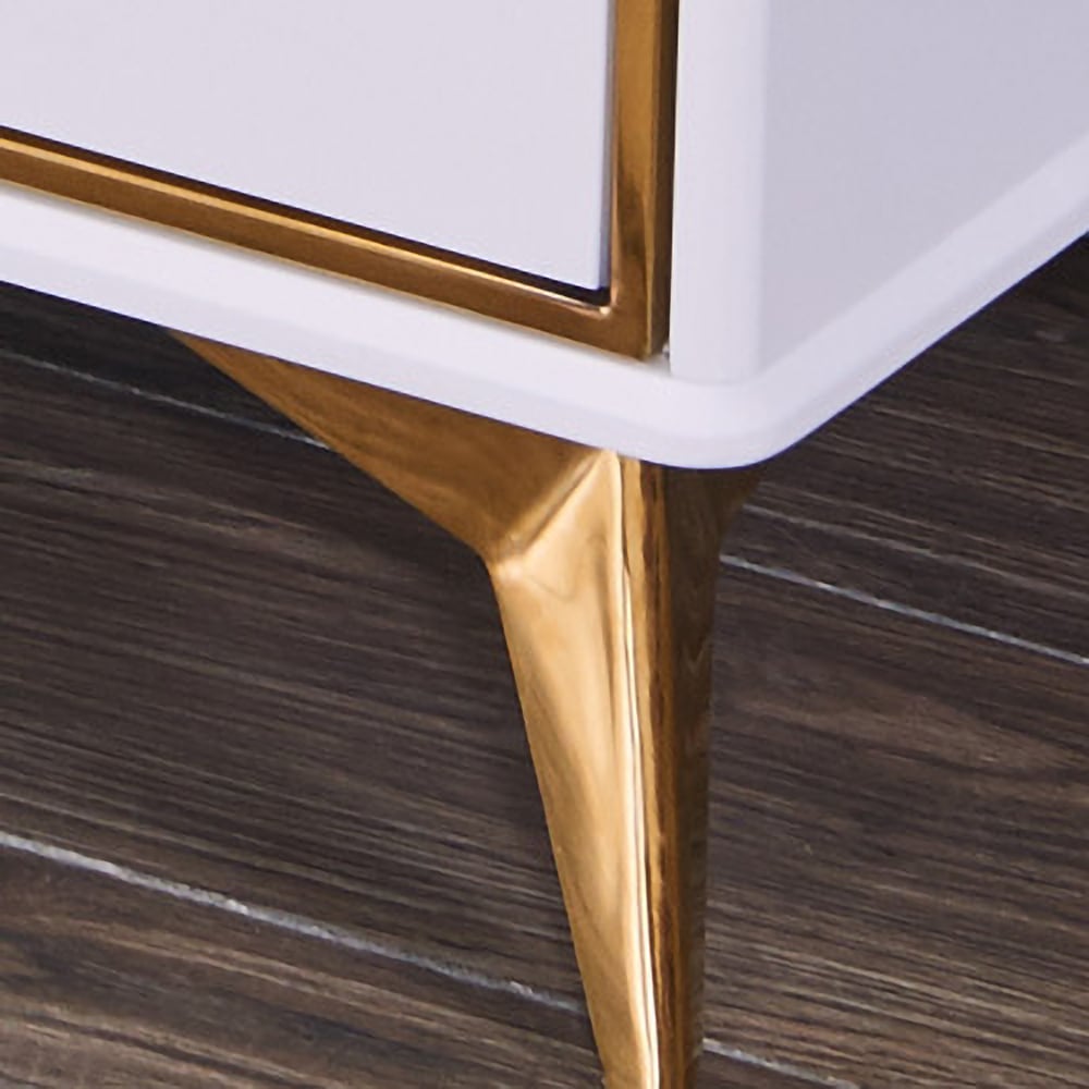 Contemporary White Sideboard Buffet Tempered Glass Top with Acrylic Doors & Shelves in Small window image