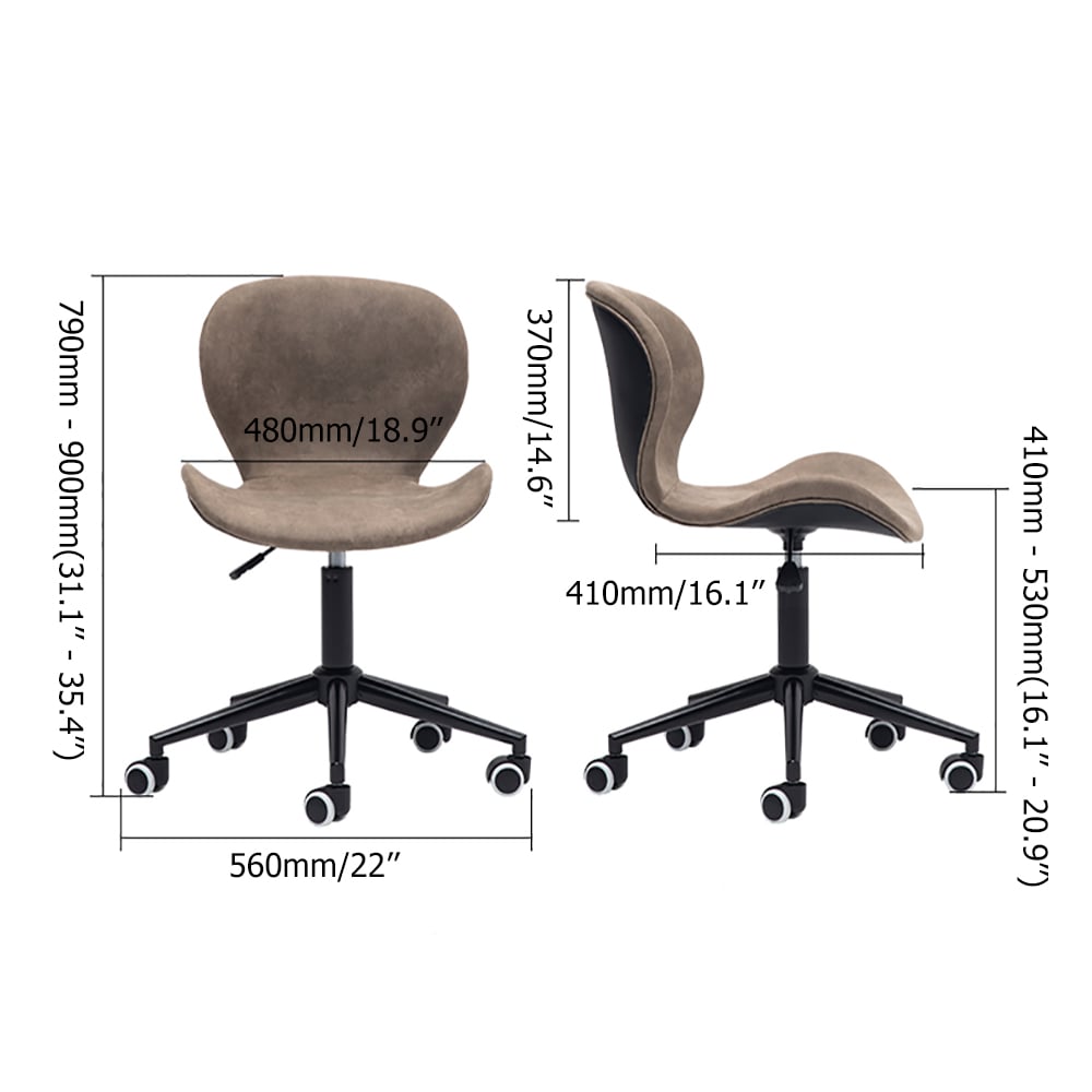 Armless Leather-Aire Office Chair Ergonomic Swivel Task Chair window image