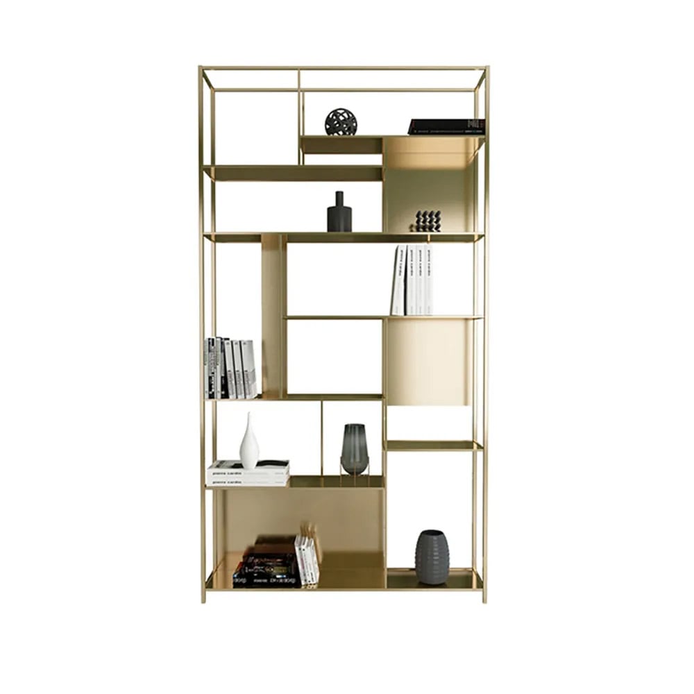 Contemporary Standing Geometric Bookshelf in Metal window image