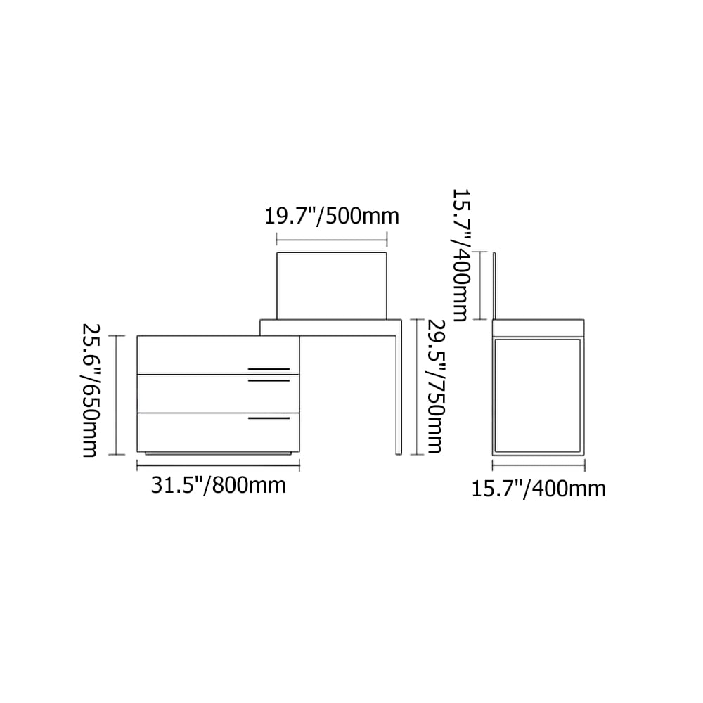 Modern Black Extendable Makeup Vanity Set with Flip Top Mirror & 3 Drawers window image