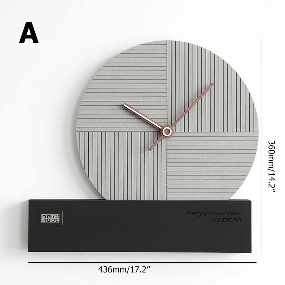 Modern Geometry Round Wall Clock in Grey&Black 17.2"W x 14.2"H window image