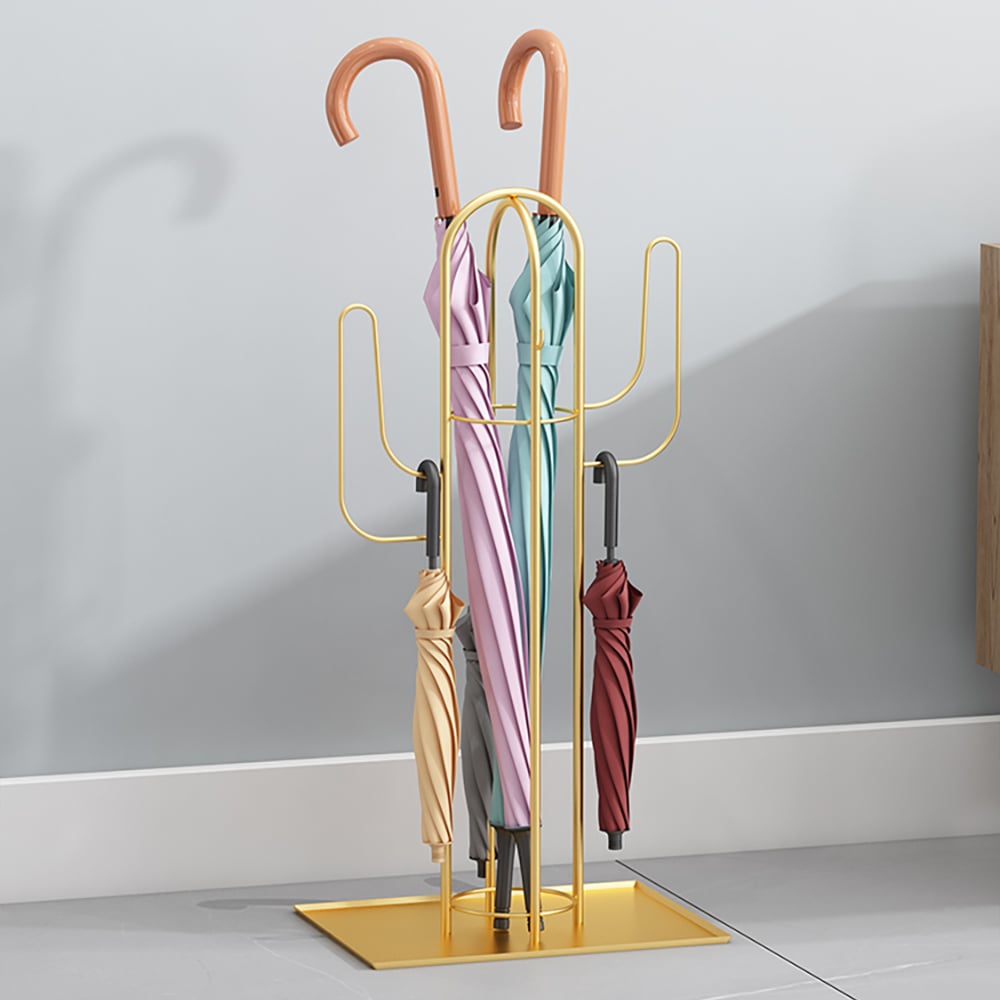 600mm Gold Metal Umbrella Stand Freestanding Cactus Shape window image