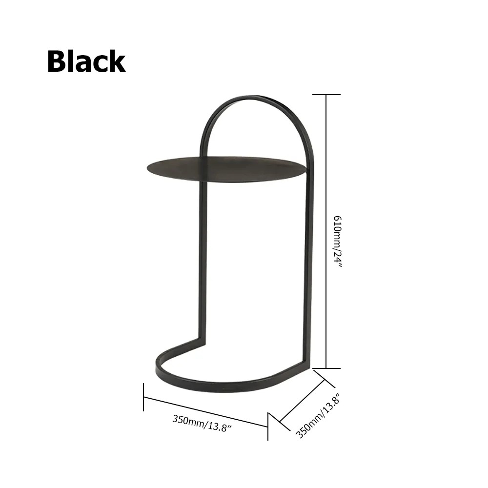 Black C Style End Table Nordic Simplistic Bed Side Table with Pull Metal window image