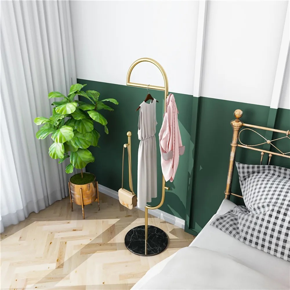 Modern Freestanding Metal Cloth Rack with Rail window image