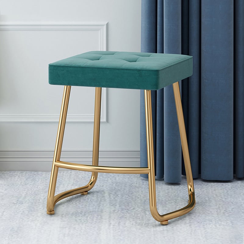 450mm Modern Metal Velvet Upholstered Vanity Stool Table Height Bar Stool window image