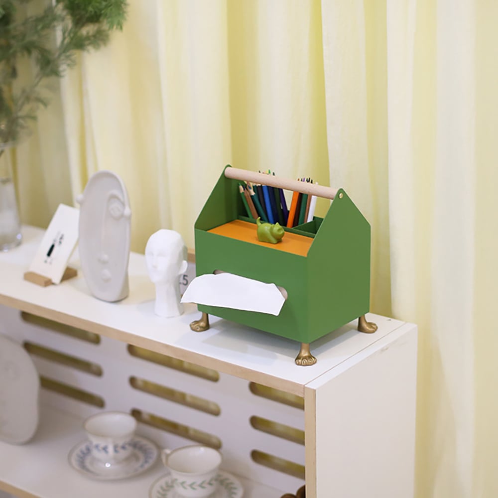 Pull-Out Tissue Box Storage Box Desk Organiser with Portable Handle window image