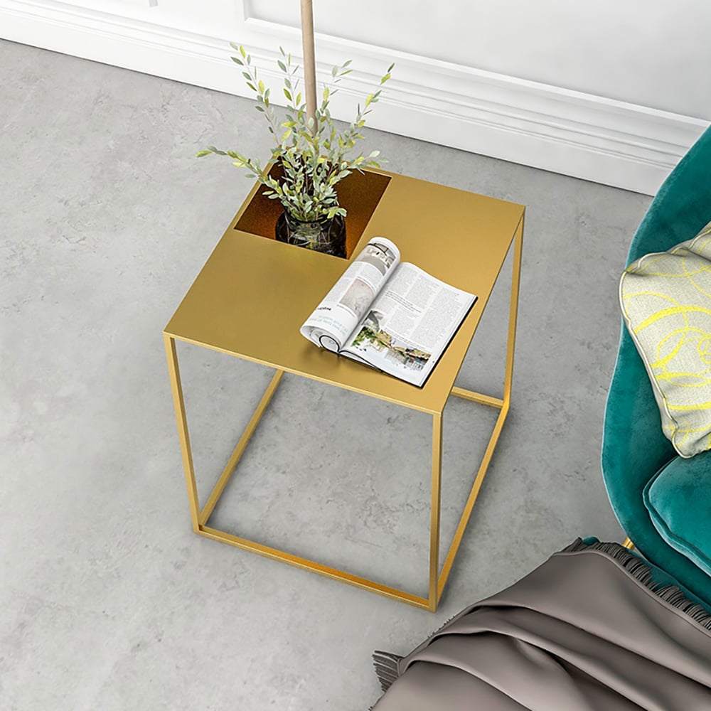 Modenrn Gold Metal End Table with Storage Square Side Tables window image