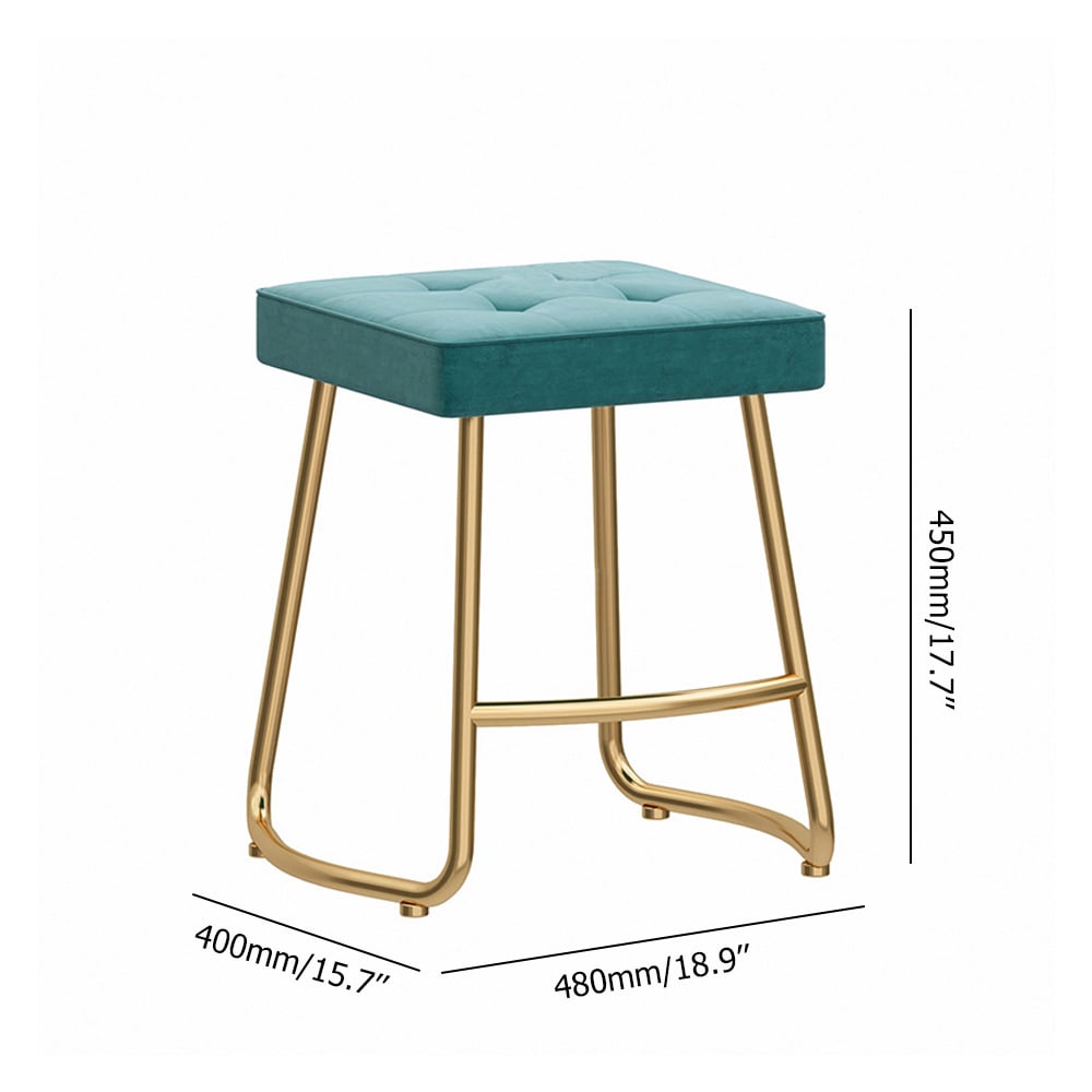 450mm Modern Metal Velvet Upholstered Vanity Stool Table Height Bar Stool window image
