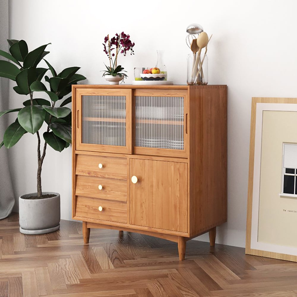 Nordic Natural Sideboard Buffet with Doors & Drawers & Shelf window image
