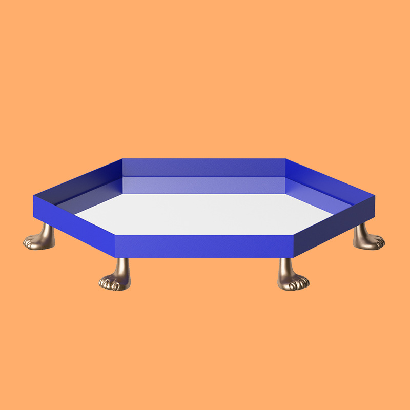 Modern Hexagonal Tray Desk Organiser with Mirror Surface & 6 Cat Paws window image