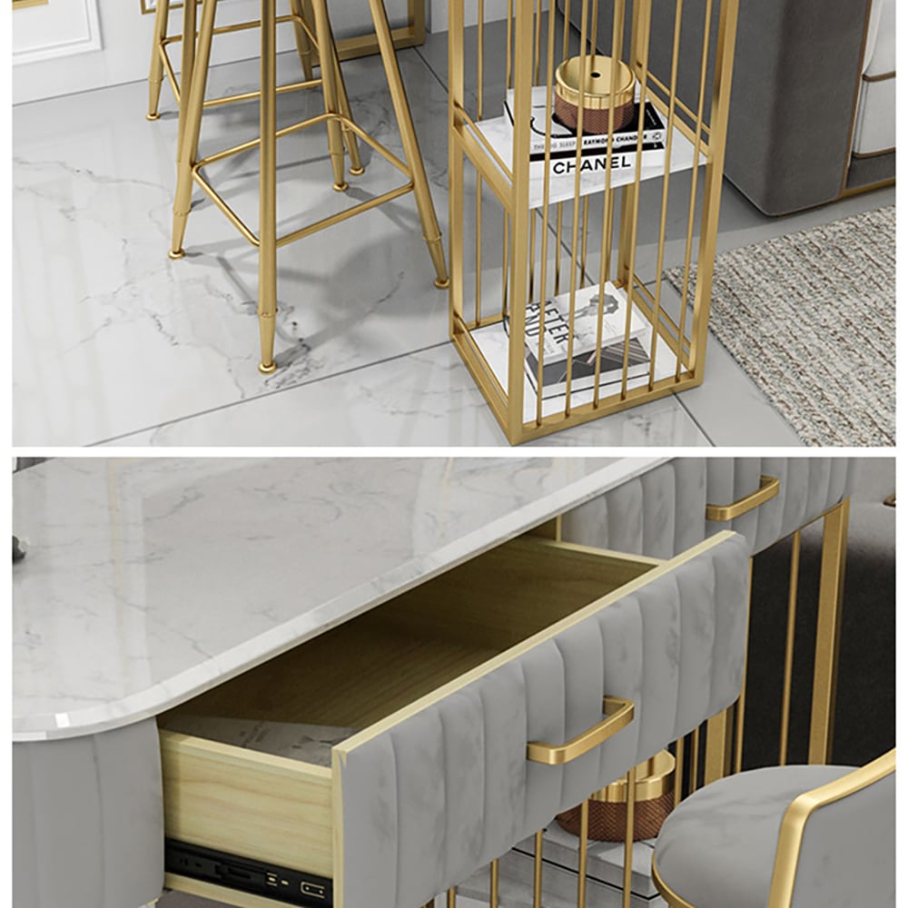 Modern Bar Table with Storage and 2 Shelves in Grey window image