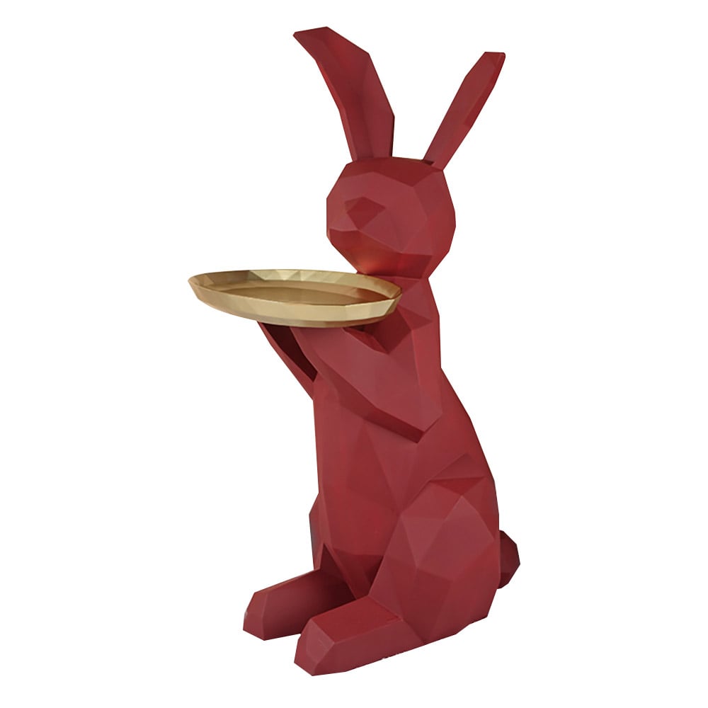Modern Red End Table Decor Rabbit Side Table with Tray Top｜Homary