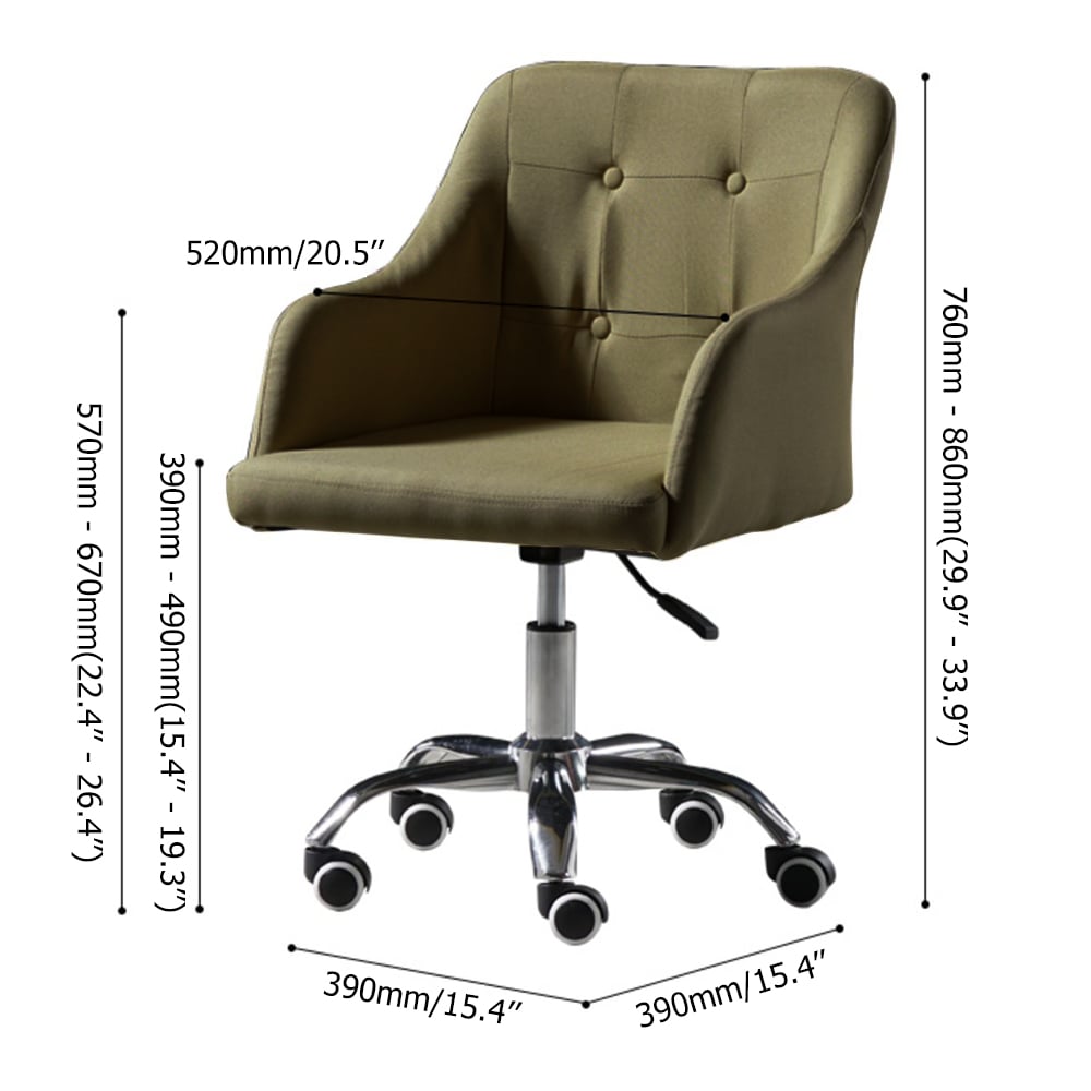 Modern Task Chair for Desk Linen Upholstered Swivel Office Chair Height Adjustable window image