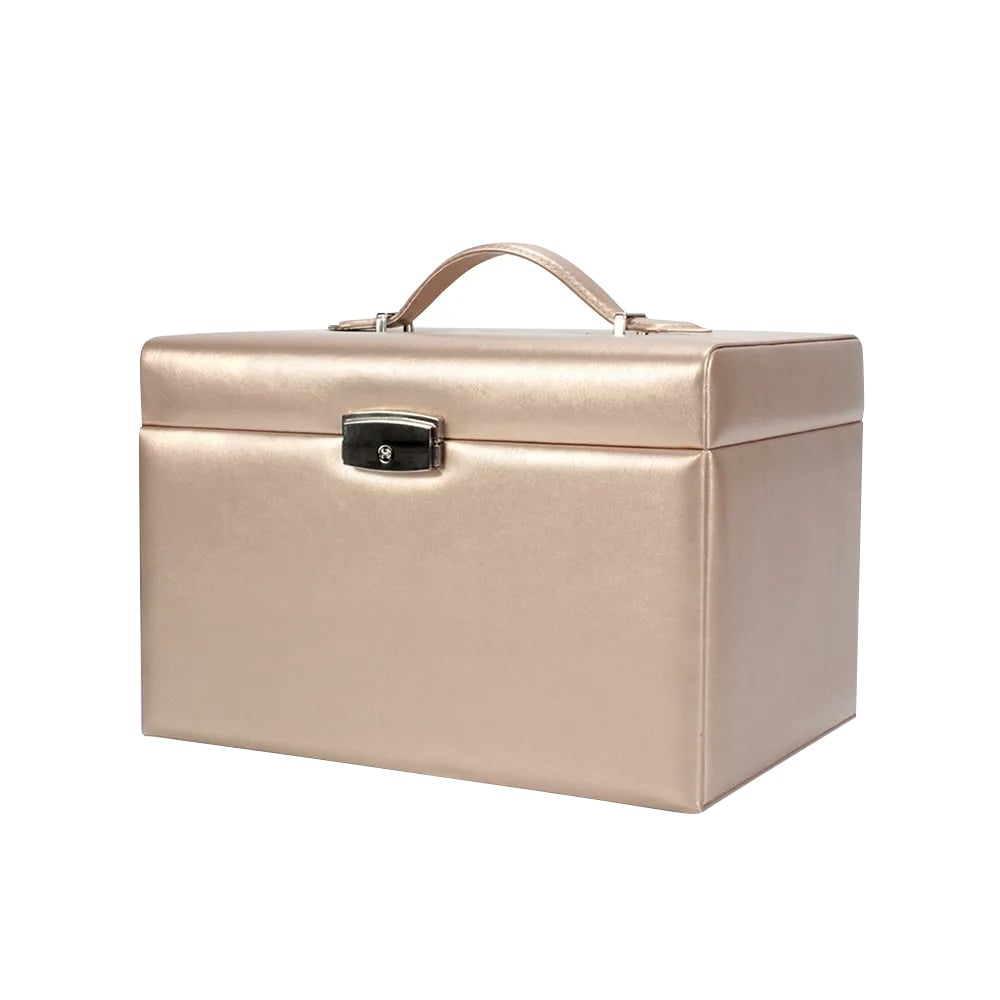 Champagne PU Leather Desk Organizer Earring Holder Necklace Storage window image