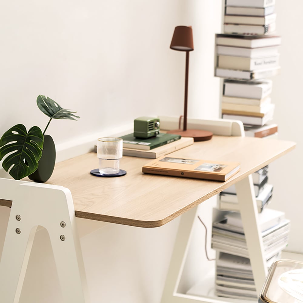 White Writing Desk with MDF Top & Metal Frame window image
