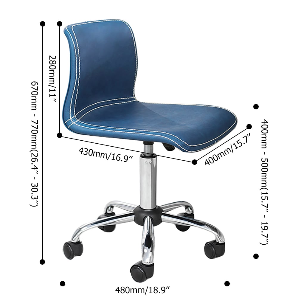Modern PU Leather Task Chair for Desk Upholstered Swivel Office Chair in Chrome window image