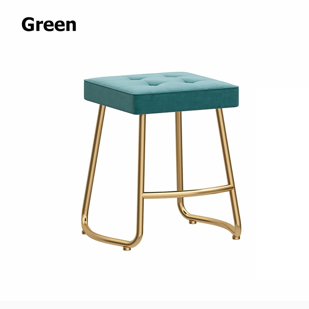 450mm Modern Metal Velvet Upholstered Vanity Stool Table Height Bar Stool window image