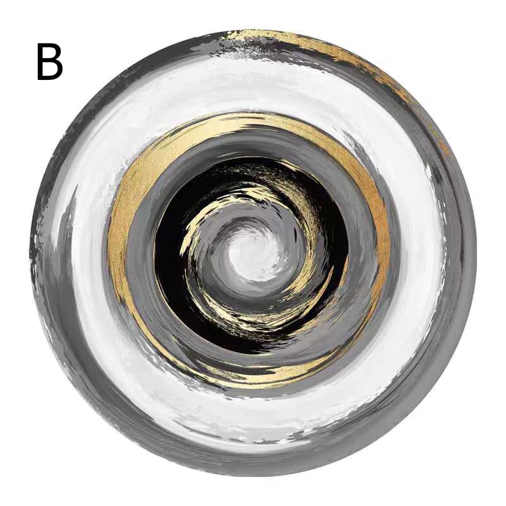 Unique Round Indoor Aera Rug 5' White Gray and Gold window image