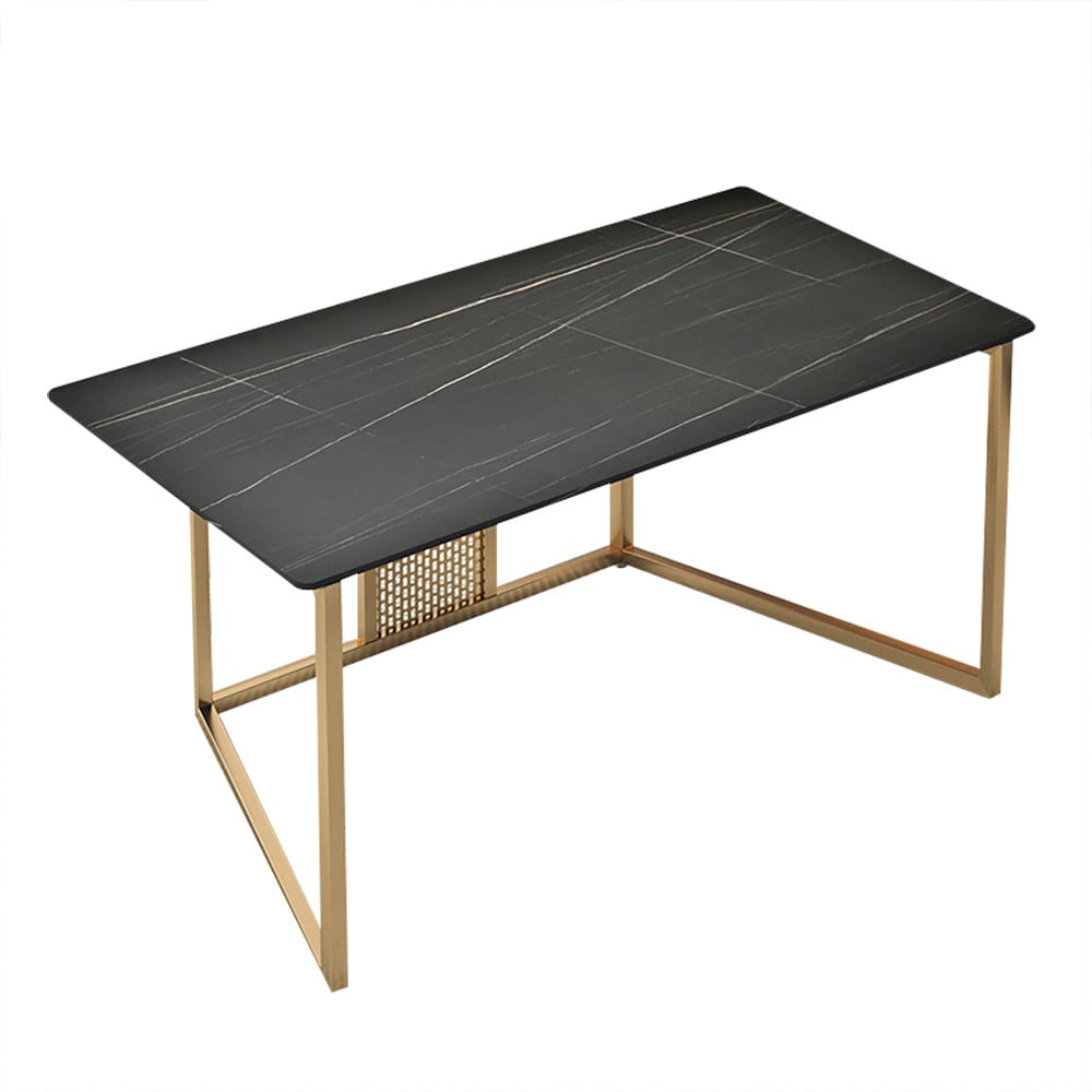 Modern Computer Desk with Sintered Stone Top & Metal Frame Black Home Office Desk window image