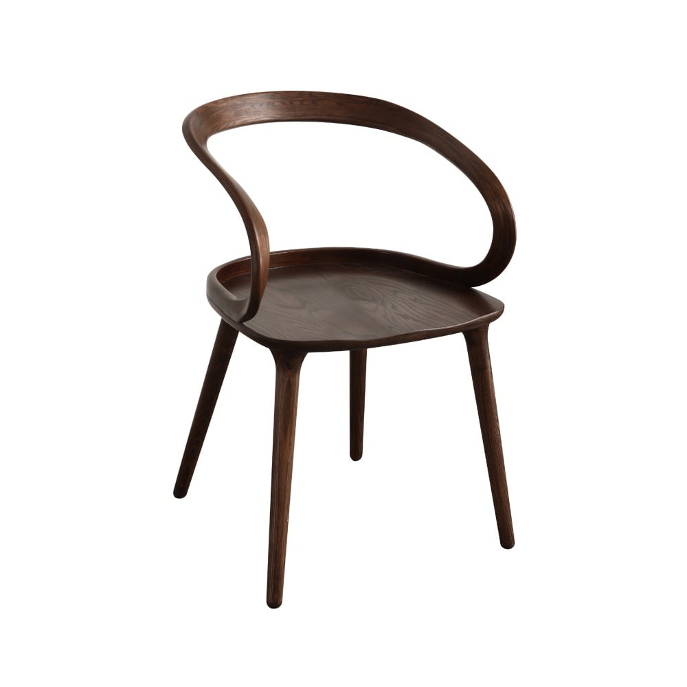 Walnut Modern Ash Wood Dining Chair Ribbon Shape Dining Chair window image