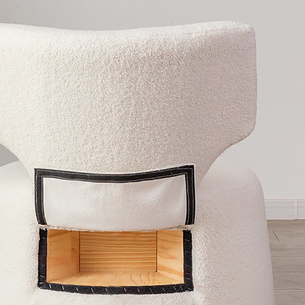 White Cute Chair Upholstered Accent Chair Swivel Chair window image