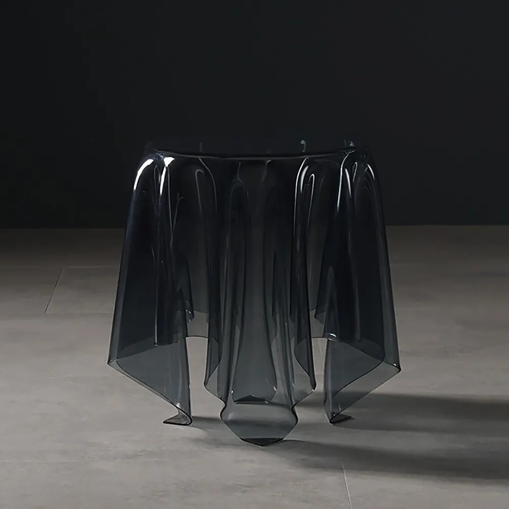 Nordic Creative Table d'appoint flottante ronde en PVC gris fumé image de fenêtre