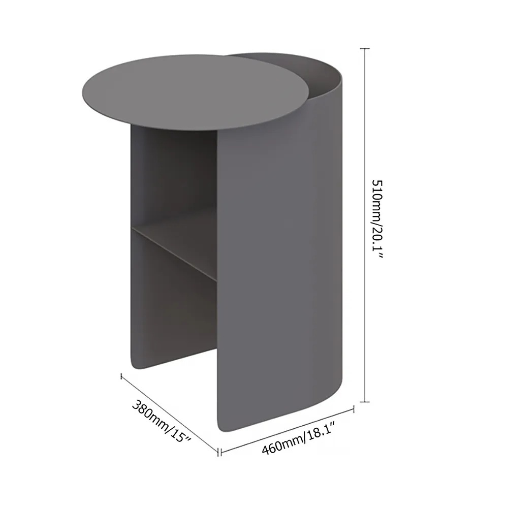 Modern Accent Tables Metal Side Table Round Small Metal Geometric Nightstand-Light Gray window image