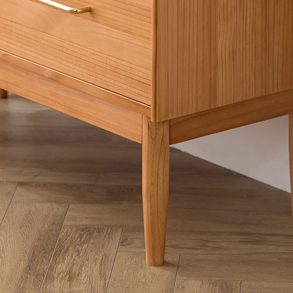 Prosy Nordic Natural Wood Dressoir met glazen deuren en 4 laden en verstelbare plank Vensterafbeelding