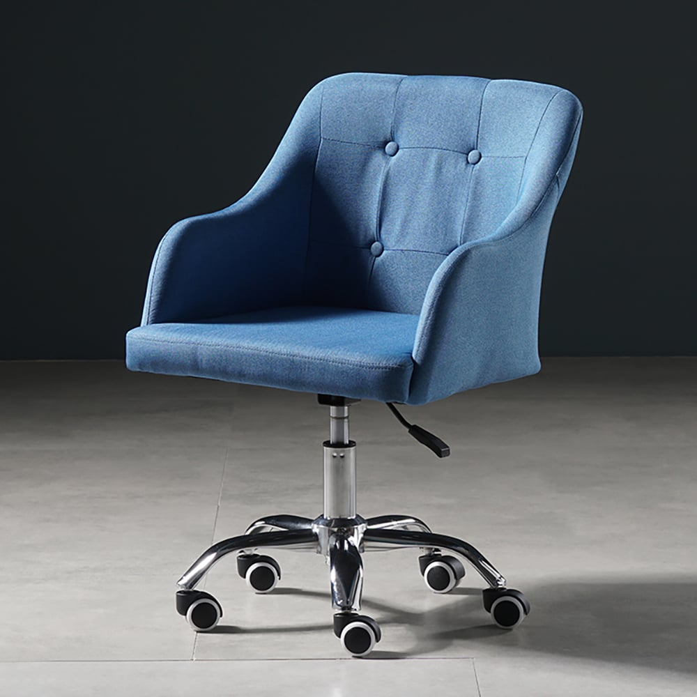 Modern Task Chair for Desk Linen Upholstered Swivel Office Chair Height Adjustable window image