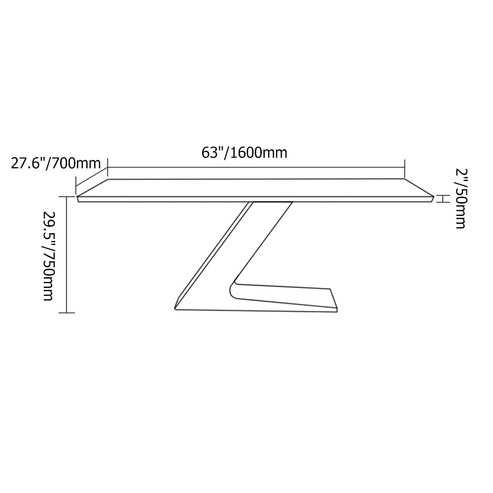 63" Rectangular Black Writing Desk Z-Shaped Office Desk window image