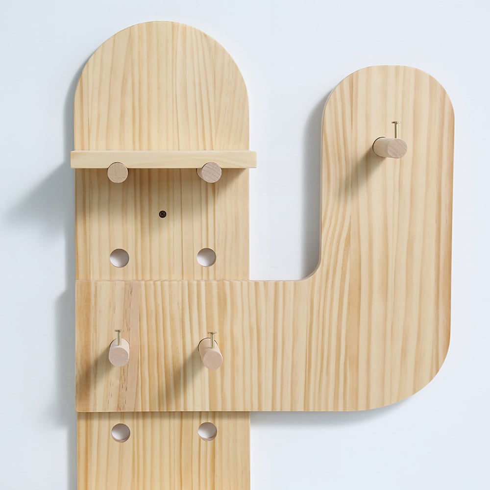 Child Coat Rack Wall Mounted Coat Hangers Cactus Natural window image
