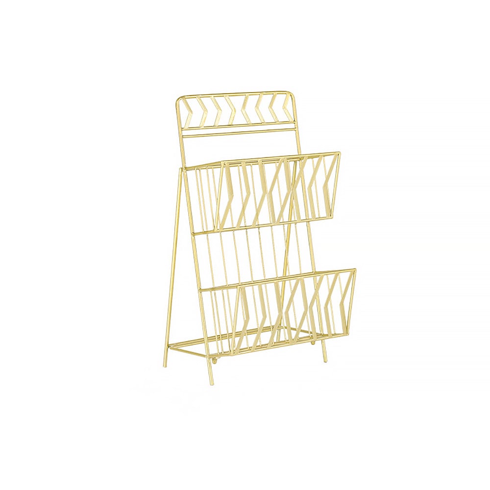 Gold 2-Tier Shelf Metal Magazine Rack window image
