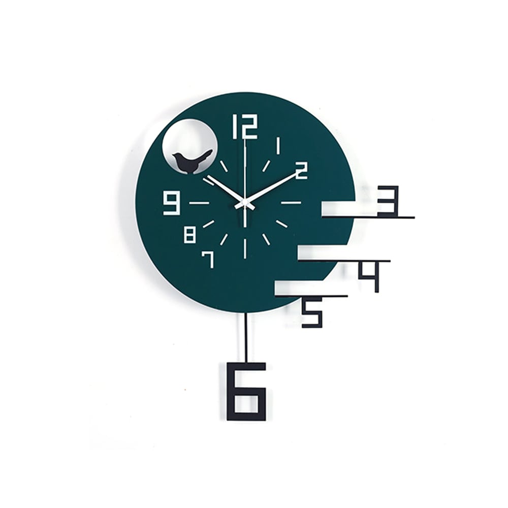 Creative Geometric Round Metal Wall Clock with Hollow-out Design Golden Pendulum window image