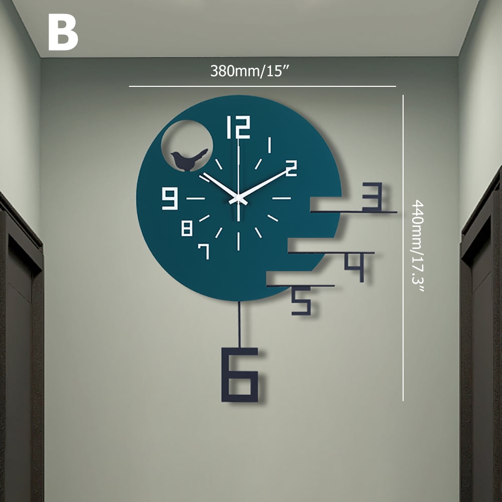 Creative Geometric Round Metal Wall Clock with Hollow-out Design Golden Pendulum window image