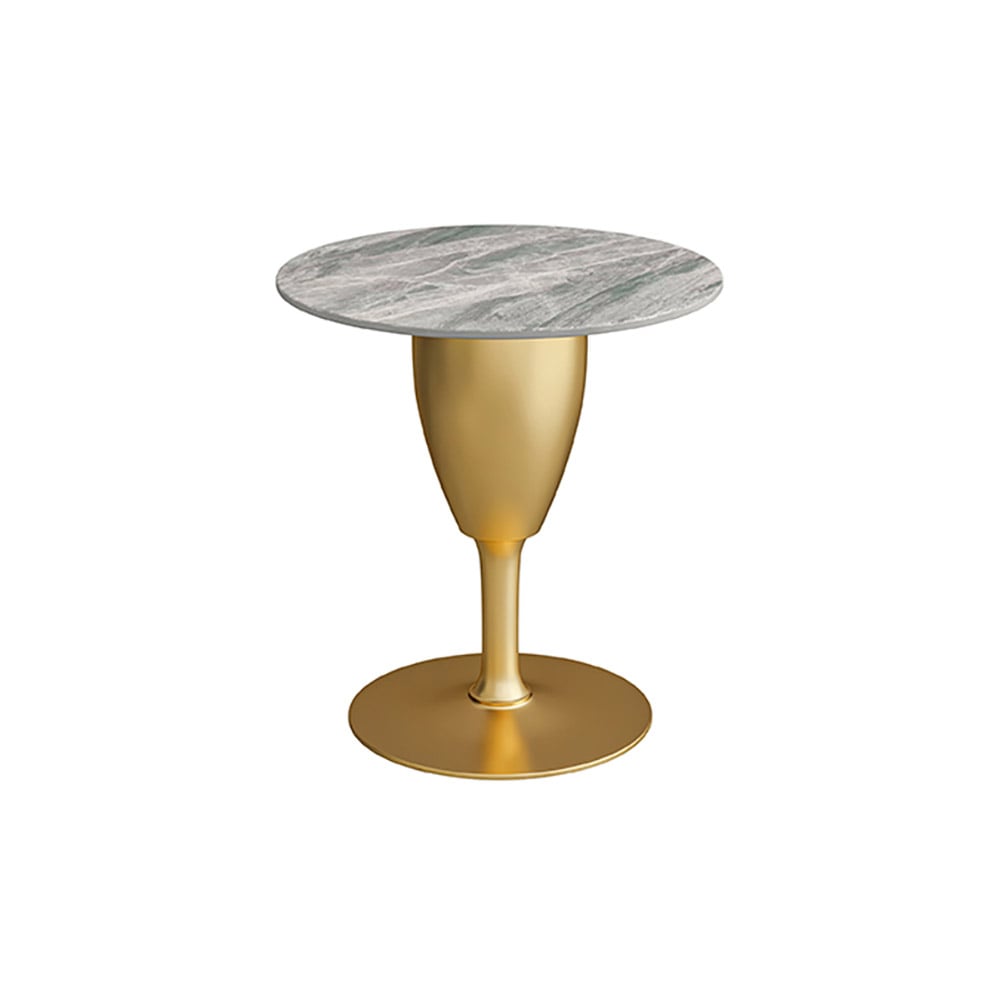 Modern Round Bar Table Sintered Stone Top & Metal Base in Gold Pub Table window image