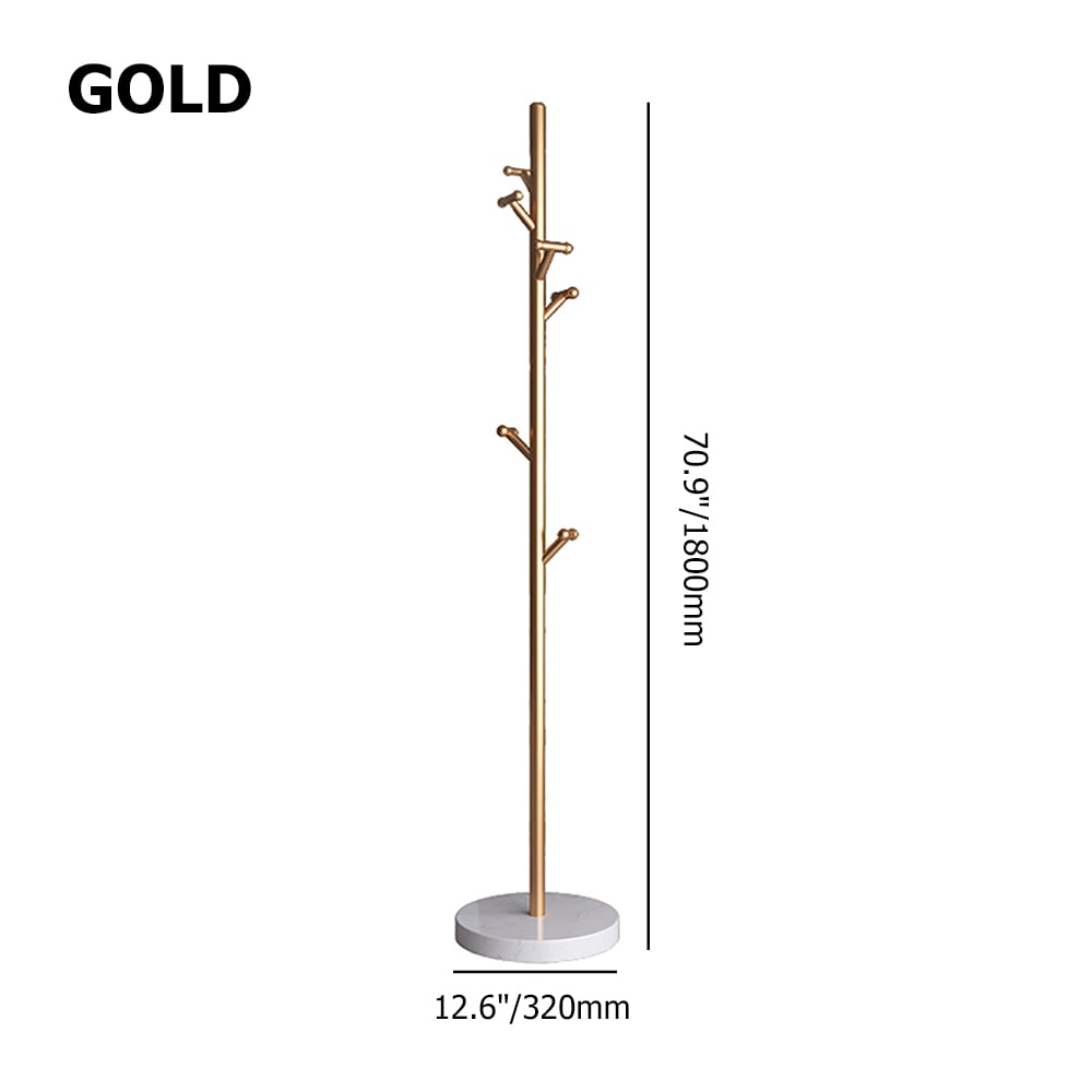 Scandinavian Style Standing Coat Rack with White Marble Base-Gold window image