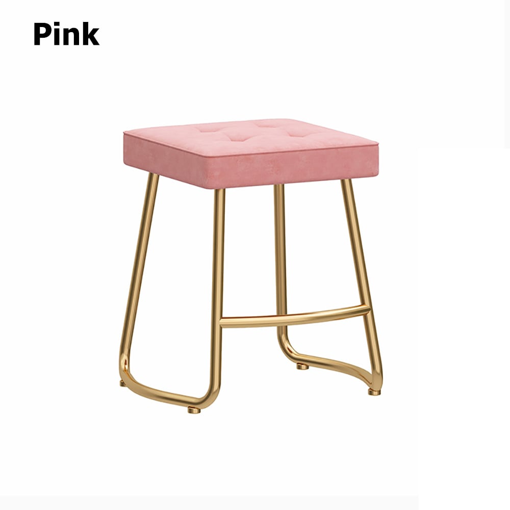 450mm Modern Metal Velvet Upholstered Vanity Stool Table Height Bar Stool window image