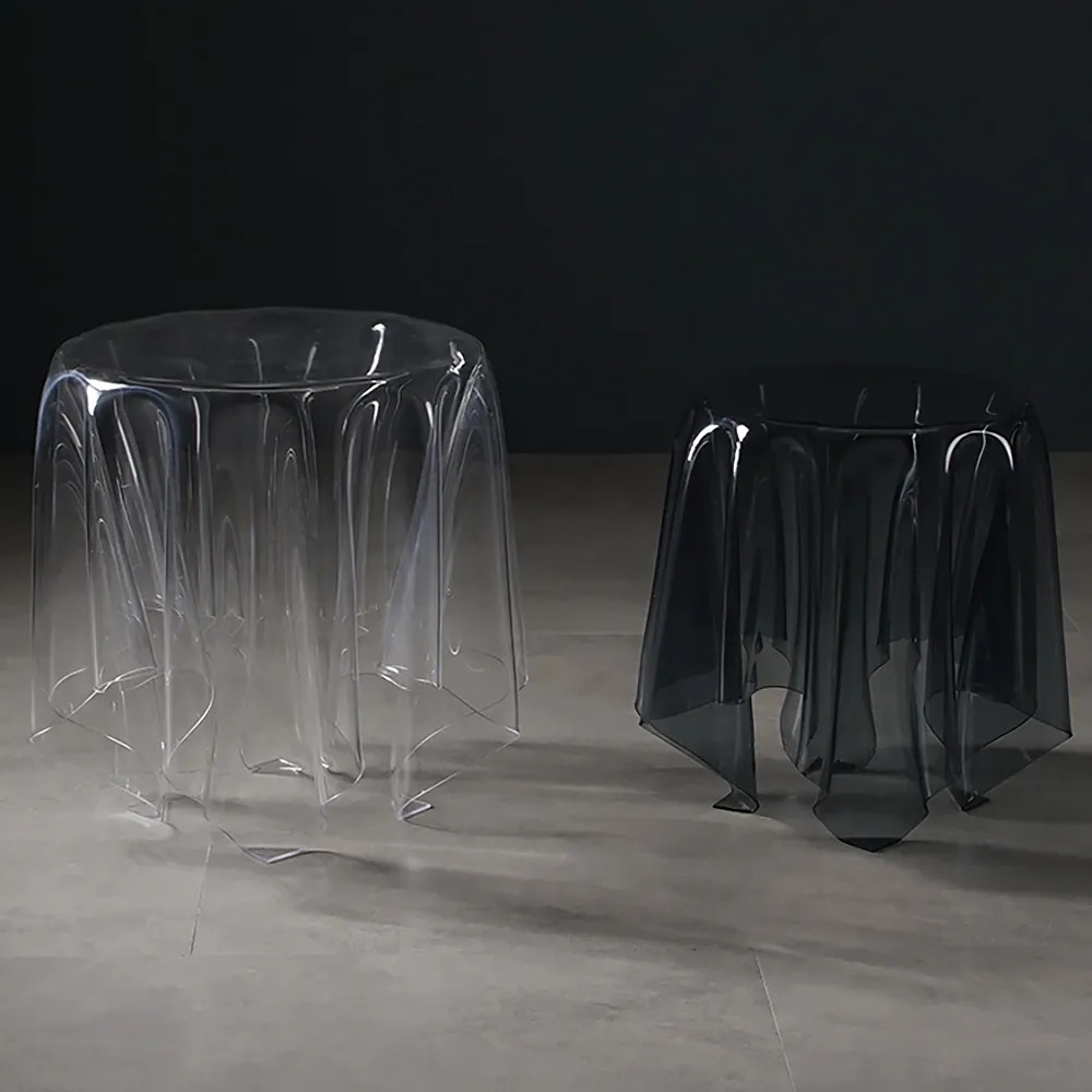 Nordic Creative Clear End Table Round Floating Side Table PVC window image