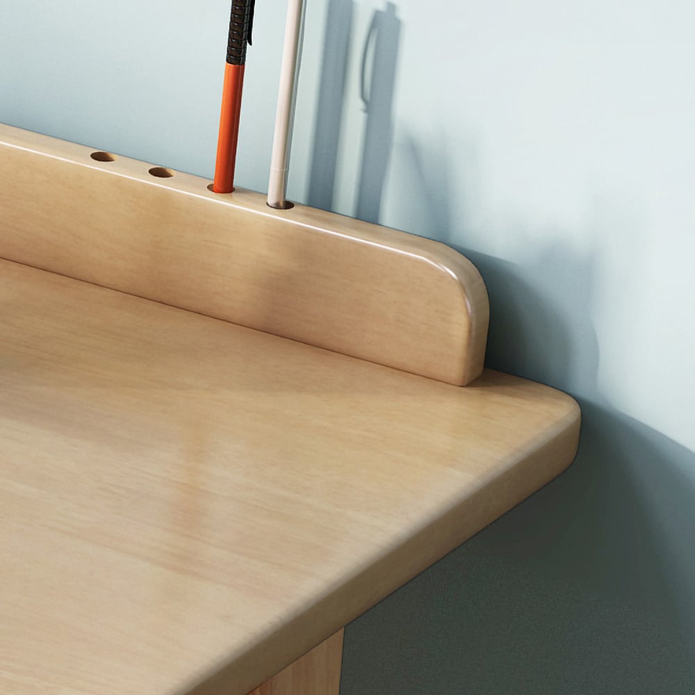 1200mm Rectangular Writing Desk with Drawers & Shelf Natural window image