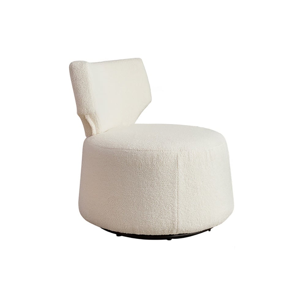 White Cute Chair Upholstered Accent Chair Swivel Chair window image