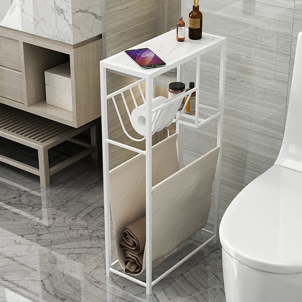 750mm Bathroom Storage Shelves Toilet Roll Holder with Removable Linen Bag window image
