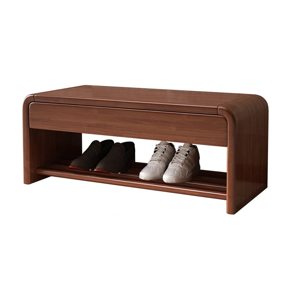 Rustic Wooden Shoe Rack with Drawer-Walnut window image