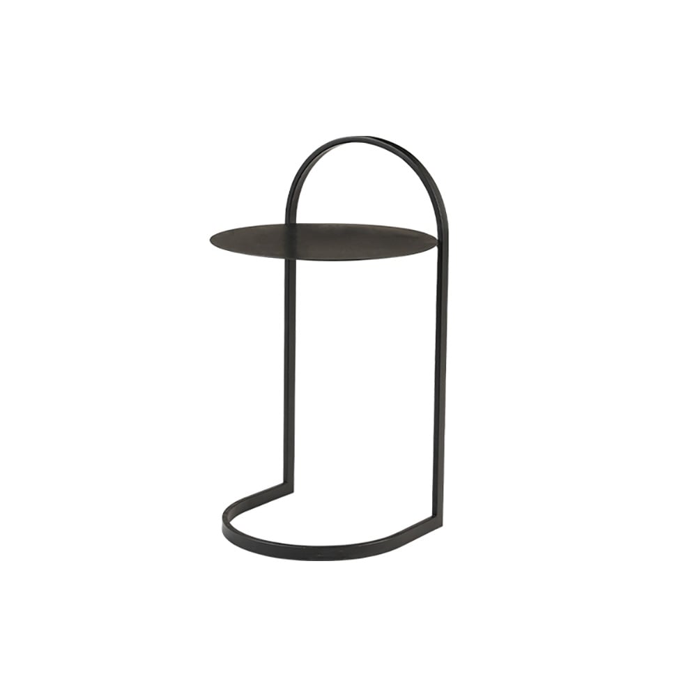 Black C Style End Table Nordic Simplistic Bed Side Table with Pull Metal window image