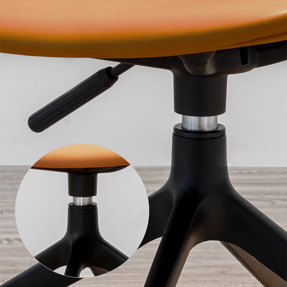 Brown Modern Swivel Office Chair PU Leather Upholstered Computer Chair with Backrest window image