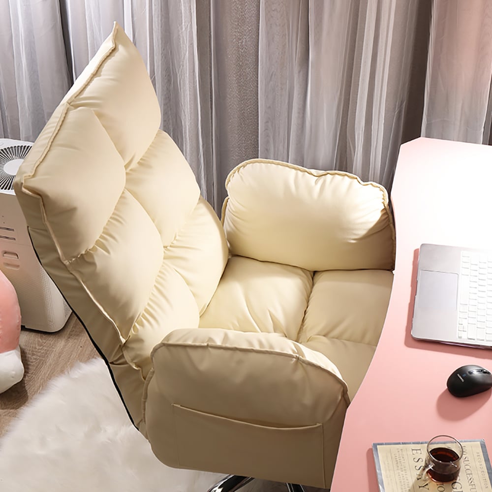 Modern PU Leather Task Chair Upholstered Swivel Office Chair Height Adjustable window image