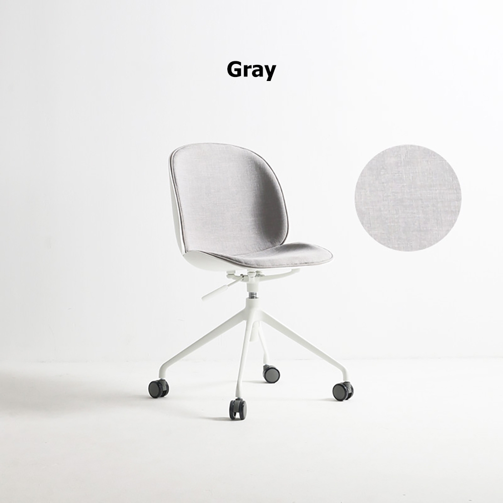 Nordic Grey Swivel Lift Cotton & Linen Backrest Office Chair window image