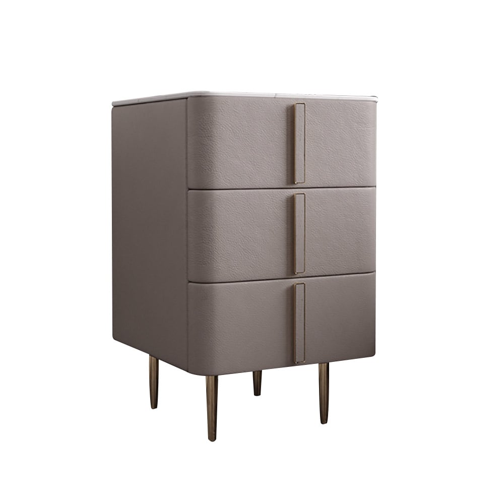 Table de chevet moderne blanc cassé avec éclairage à induction Table de chevet à 3 tiroirs en bois de pin image de fenêtre