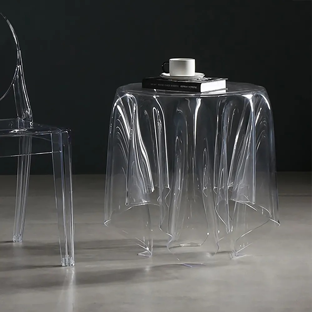 Nordic Creative Clear End Table Round Floating Side Table PVC window image