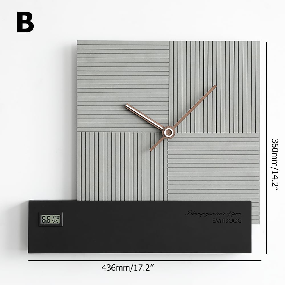Modern Geometry Square Wall Clock in Grey&Black 17.2"W x 14.2"H window image